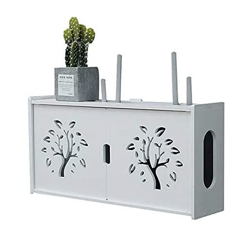 Wand Router Aufbewahrungsbox Weiß WLAN Box Router Regal TV Kabel Verstecken Box Router Kabel Cable Organizer Box WiFi Router Storage Box Holz und Plastik Router Aufbewahrungsbox C-48 ×12 × 24 cm von PPGE Home