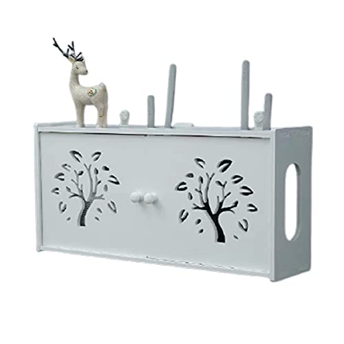 Wand Router Aufbewahrungsbox Weiß WLAN Box Router Regal TV Kabel Verstecken Box Router Kabel Cable Organizer Box WiFi Router Storage Box Holz und Plastik Router Aufbewahrungsbox C-48 ×12 × 28 cm von PPGE Home
