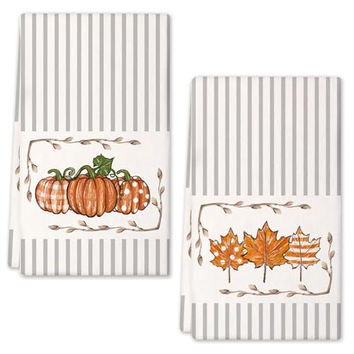 Herbst Küchentücher 2PCS Küchentücher Kürbis,Mikrofaser Geschirrtücher Herbst Herbst Ahornblatt Kürbis Küchentücher Herbst Herbst-Küchentücher Thanksgiving Küchentücher für Herbstdekoration 45 x 66 cm von PPGGOPP