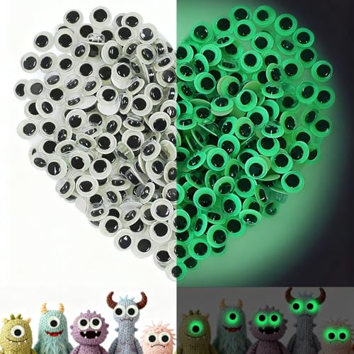 Selbstklebende Wackelaugen Klein 300 PCS Leuchtende Selbstklebende Wackelaugen 8MM Selbstklebend Wackelaugen Kunststoff Augen zum Basteln Kulleraugen Selbstklebend für DIY Scrapbooking Handwerk von PPGGOPP