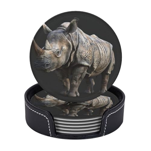 6 Stück leichte tragbare Untersetzer mit Tiernashorn-Motiv, für Couchtisch, Esszimmer, Büro, Restaurant, Dekor 6 Stück leichte tragbare Untersetzer mit Tiernashorn-Motiv, für Couchtisch, Esszimmer, Büro, Restaurant, Dekor von PPHGUT