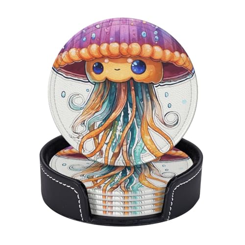 Bunte Quallen-Druck, leicht, tragbar, Untersetzer, Couchtisch, Esszimmer, Büro, Restaurant, Dekoration, 6 Stück Bunte Quallen-Druck, leicht, tragbar, Untersetzer, Couchtisch, Esszimmer, Büro, Restaurant, Dekoration, 6 Stück von PPHGUT
