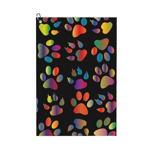 Buntes Golf-Handtuch mit Hundepfotenabdruck, schnell trocknend, praktische Handtücher, Strand, Yoga, Sport, Reinigungswerkzeug, funktional Buntes Golf-Handtuch mit Hundepfotenabdruck, schnell trocknend, praktische Handtücher, Strand, Yoga, Sport, Reinigungswerkzeug, funktional von PPHGUT