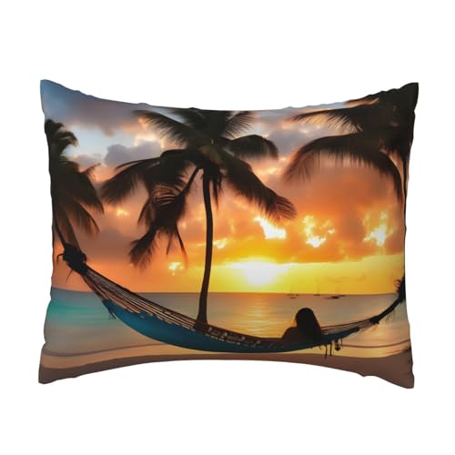 Coconut Beach Sonnenuntergang Hängematte Druck Komfort Kissenbezug Schlafzimmer Couch Auto Home Decor Vielseitig Verwendbar Einfacher Reißverschluss Coconut Beach Sonnenuntergang Hängematte Druck Komfort Kissenbezug Schlafzimmer Couch Auto Home Decor Vielseitig Verwendbar Einfacher Reißverschluss von PPHGUT