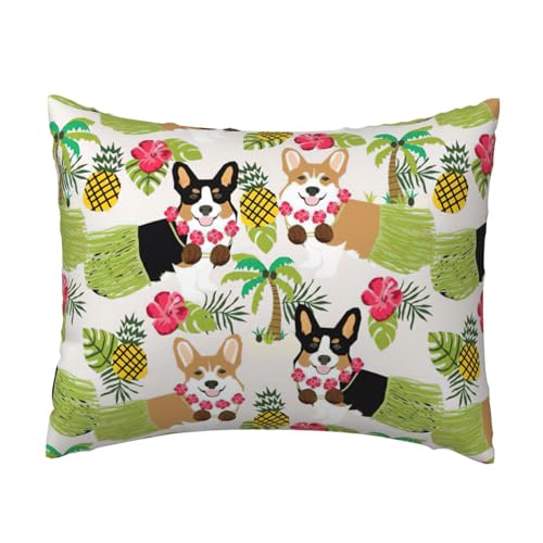 Corgi Kissenbezug mit tropischem Hawaii-Sommer-Ananas-Druck, für Schlafzimmer, Couch, Auto, Heimdekoration, vielseitig einsetzbar, einfacher Reißverschluss Corgi Kissenbezug mit tropischem Hawaii-Sommer-Ananas-Druck, für Schlafzimmer, Couch, Auto, Heimdekoration, vielseitig einsetzbar, einfacher Reißverschluss von PPHGUT