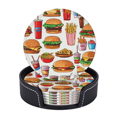 Fast Food-Druck, leicht, tragbar, Untersetzer, Couchtisch, Esszimmer, Büro, Restaurant, Dekoration, 6 Stück Fast Food-Druck, leicht, tragbar, Untersetzer, Couchtisch, Esszimmer, Büro, Restaurant, Dekoration, 6 Stück von PPHGUT