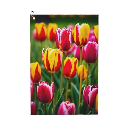 Golf-Handtuch, Motiv: rosa Tulpen, schnell trocknend, praktische Handtücher, Strand, Yoga, Sport, Reinigungswerkzeug, funktional Golf-Handtuch, Motiv: rosa Tulpen, schnell trocknend, praktische Handtücher, Strand, Yoga, Sport, Reinigungswerkzeug, funktional von PPHGUT