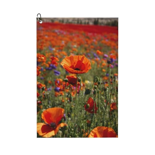 Golf-Handtuch mit Mohnblumen-Aufdruck, schnell trocknend, praktische Handtücher, Strand, Yoga, Sport, Reinigungswerkzeug, funktional Golf-Handtuch mit Mohnblumen-Aufdruck, schnell trocknend, praktische Handtücher, Strand, Yoga, Sport, Reinigungswerkzeug, funktional von PPHGUT