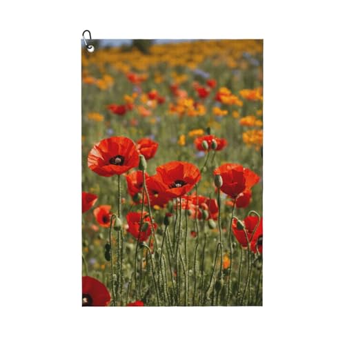 Golf-Handtuch mit Mohnblumen-Aufdruck, schnell trocknend, praktische Handtücher, Strand, Yoga, Sport, Reinigungswerkzeug, funktional Golf-Handtuch mit Mohnblumen-Aufdruck, schnell trocknend, praktische Handtücher, Strand, Yoga, Sport, Reinigungswerkzeug, funktional von PPHGUT