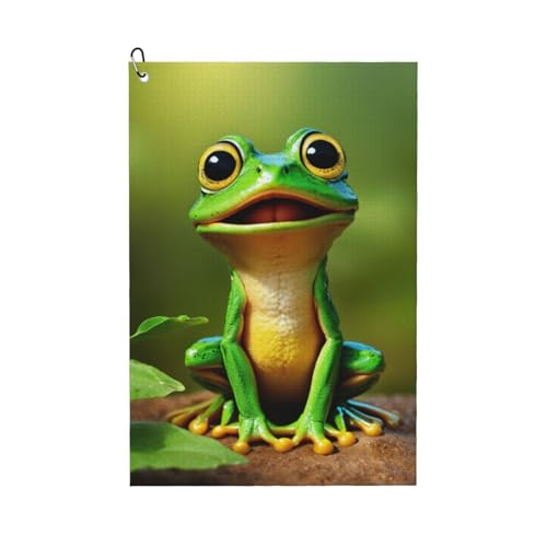 Golf-Handtuch mit grünem Frosch-Druck, schnell trocknend, praktische Handtücher, Strand, Yoga, Sport, Reinigungswerkzeug, funktional Golf-Handtuch mit grünem Frosch-Druck, schnell trocknend, praktische Handtücher, Strand, Yoga, Sport, Reinigungswerkzeug, funktional von PPHGUT