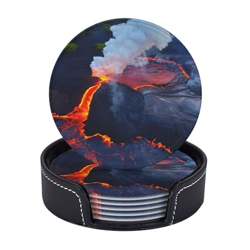 Kilauea Untersetzer mit Vulkan-Druck, leicht, tragbar, für Couchtisch, Esszimmer, Büro, Restaurant, Dekoration, 6 Stück Kilauea Untersetzer mit Vulkan-Druck, leicht, tragbar, für Couchtisch, Esszimmer, Büro, Restaurant, Dekoration, 6 Stück von PPHGUT