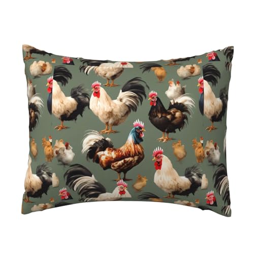 Kissenbezug mit Huhn- und Hahn-Druck, bequem, für Schlafzimmer, Couch, Auto, Heimdekoration, vielseitig einsetzbar, einfacher Reißverschluss Kissenbezug mit Huhn- und Hahn-Druck, bequem, für Schlafzimmer, Couch, Auto, Heimdekoration, vielseitig einsetzbar, einfacher Reißverschluss von PPHGUT