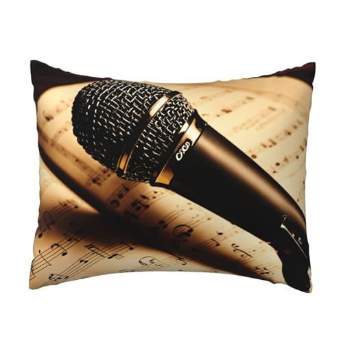 Kissenbezug mit Mikrofon und Musiknoten-Druck, bequemer Kissenbezug, Schlafzimmer, Couch, Auto, Heimdekoration, vielseitig einsetzbar, einfacher Reißverschluss Kissenbezug mit Mikrofon und Musiknoten-Druck, bequemer Kissenbezug, Schlafzimmer, Couch, Auto, Heimdekoration, vielseitig einsetzbar, einfacher Reißverschluss von PPHGUT