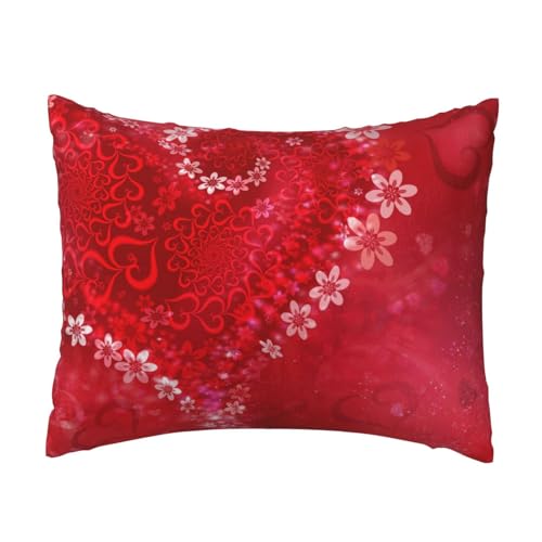 Kissenbezug mit rotem Herz-Blumendruck, für Schlafzimmer, Couch, Auto, Heimdekoration, vielseitig einsetzbar, einfacher Reißverschluss Kissenbezug mit rotem Herz-Blumendruck, für Schlafzimmer, Couch, Auto, Heimdekoration, vielseitig einsetzbar, einfacher Reißverschluss von PPHGUT