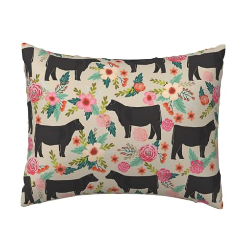 Komfort-Kissenbezug mit Blumen- und Kuh-Motiv, für Schlafzimmer, Couch, Auto, Heimdekoration, vielseitig einsetzbar, einfacher Reißverschluss Komfort-Kissenbezug mit Blumen- und Kuh-Motiv, für Schlafzimmer, Couch, Auto, Heimdekoration, vielseitig einsetzbar, einfacher Reißverschluss von PPHGUT