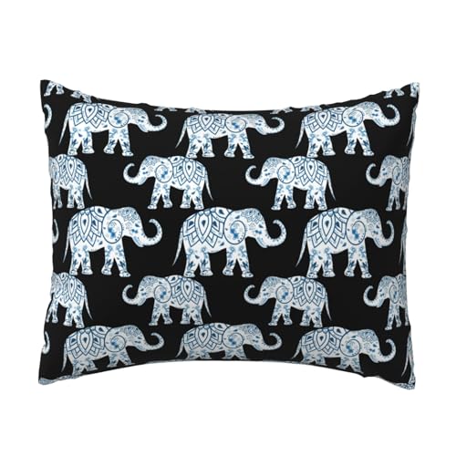 Komfort-Kissenbezug mit Elefanten-Blau-Schwarz-Druck, für Schlafzimmer, Couch, Auto, Heimdekoration, vielseitig einsetzbar, einfacher Reißverschluss Komfort-Kissenbezug mit Elefanten-Blau-Schwarz-Druck, für Schlafzimmer, Couch, Auto, Heimdekoration, vielseitig einsetzbar, einfacher Reißverschluss von PPHGUT