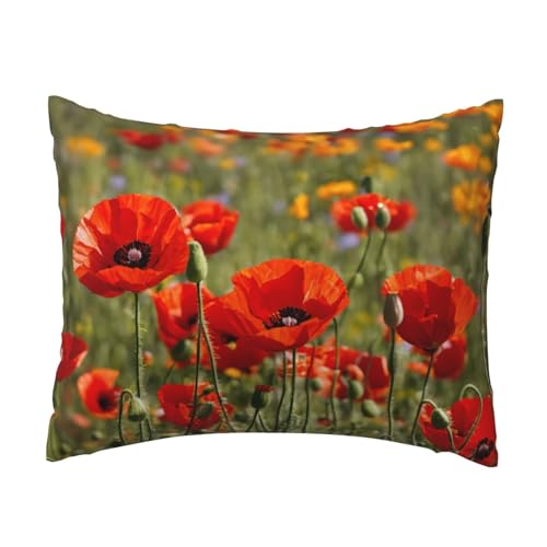 Komfort-Kissenbezug mit Mohnblumen-Druck, für Schlafzimmer, Couch, Auto, Heimdekoration, vielseitig einsetzbar, einfacher Reißverschluss Komfort-Kissenbezug mit Mohnblumen-Druck, für Schlafzimmer, Couch, Auto, Heimdekoration, vielseitig einsetzbar, einfacher Reißverschluss von PPHGUT
