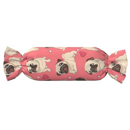 Lustiges Kissen mit Mops-Motiv, süßigkeitenförmig, vielseitig, bequem, für Zuhause, Schlafzimmer, Sofa, Yoga, Reisen von PPHGUT