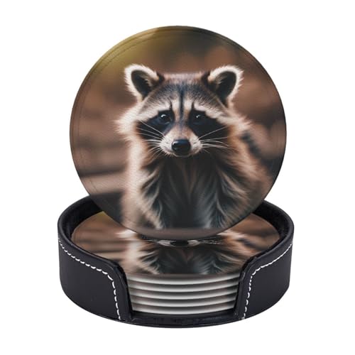 Niedlicher Waschbär (1) Druck, leicht, tragbar, Untersetzer, Couchtisch, Esszimmer, Büro, Restaurant, Dekoration, 6 Stück von PPHGUT
