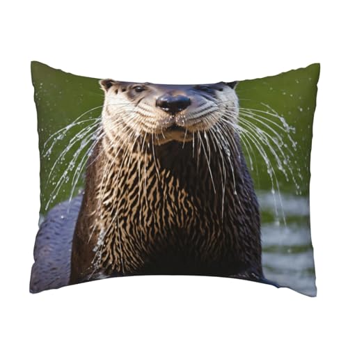Niedlicher brauner Otter-Druck, bequemer Kissenbezug, Schlafzimmer, Couch, Auto, Heimdekoration, vielseitig einsetzbar, einfacher Reißverschluss von PPHGUT