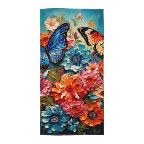 PPHGUT Badetuch mit Blumen- und Schmetterlingsdruck, weich, saugfähig, vielseitig einsetzbar, für Strand, Reisen, Yoga, Komfort-Zubehör PPHGUT Badetuch mit Blumen- und Schmetterlingsdruck, weich, saugfähig, vielseitig einsetzbar, für Strand, Reisen, Yoga, Komfort-Zubehör von PPHGUT