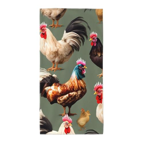 PPHGUT Badetuch mit Huhn- und Hahn-Aufdruck, weich, saugfähig, vielseitige Handtücher, Strand, Reisen, Yoga, Komfort-Zubehör PPHGUT Badetuch mit Huhn- und Hahn-Aufdruck, weich, saugfähig, vielseitige Handtücher, Strand, Reisen, Yoga, Komfort-Zubehör von PPHGUT