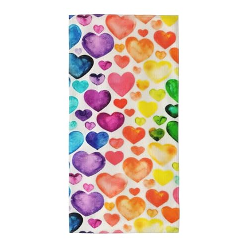 PPHGUT Badetuch mit Regenbogen-Herzen, weich, saugfähig, vielseitig einsetzbar, für Strand, Reisen, Yoga, Komfort-Zubehör PPHGUT Badetuch mit Regenbogen-Herzen, weich, saugfähig, vielseitig einsetzbar, für Strand, Reisen, Yoga, Komfort-Zubehör von PPHGUT