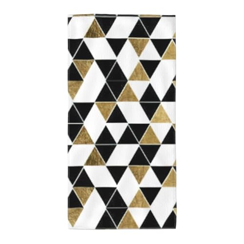 PPHGUT Modisches, modernes Badetuch mit schwarz-weiß-goldenem Dreiecksdruck, weich, saugfähig, vielseitige Handtücher, Strand, Reisen, Yoga, Komfort-Zubehör PPHGUT Modisches, modernes Badetuch mit schwarz-weiß-goldenem Dreiecksdruck, weich, saugfähig, vielseitige Handtücher, Strand, Reisen, Yoga, Komfort-Zubehör von PPHGUT