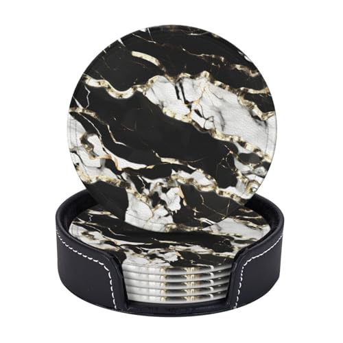 Schwarz-weiße Marmor-Textur-Druck, leicht, tragbar, Untersetzer, Couchtisch, Esszimmer, Büro, Restaurant, Dekoration, 6 Stück Schwarz-weiße Marmor-Textur-Druck, leicht, tragbar, Untersetzer, Couchtisch, Esszimmer, Büro, Restaurant, Dekoration, 6 Stück von PPHGUT