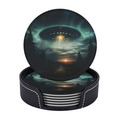 UFO bei Nacht Druck 6 Stück leichte tragbare Untersetzer Couchtisch Esszimmer Büro Restaurant Dekor UFO bei Nacht Druck 6 Stück leichte tragbare Untersetzer Couchtisch Esszimmer Büro Restaurant Dekor von PPHGUT