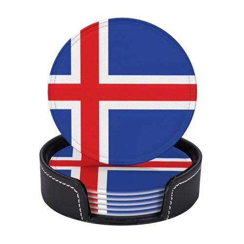 Untersetzer, Motiv: Flagge von Island, leicht, tragbar, für Couchtisch, Esszimmer, Büro, Restaurant, Dekoration, 6 Stück Untersetzer, Motiv: Flagge von Island, leicht, tragbar, für Couchtisch, Esszimmer, Büro, Restaurant, Dekoration, 6 Stück von PPHGUT