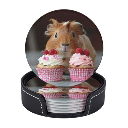 Untersetzer, Motiv: Meerschweinchen und Cupcakes, leicht, tragbar, für Couchtisch, Esszimmer, Büro, Restaurant, 6 Stück Untersetzer, Motiv: Meerschweinchen und Cupcakes, leicht, tragbar, für Couchtisch, Esszimmer, Büro, Restaurant, 6 Stück von PPHGUT