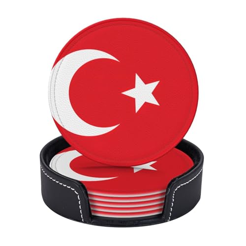 Untersetzer mit Flagge der Türkei, leicht, tragbar, für Couchtisch, Esszimmer, Büro, Restaurant, Dekoration, 6 Stück Untersetzer mit Flagge der Türkei, leicht, tragbar, für Couchtisch, Esszimmer, Büro, Restaurant, Dekoration, 6 Stück von PPHGUT