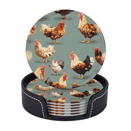 Untersetzer mit Huhn-Druck, leicht, tragbar, für Couchtisch, Esszimmer, Büro, Restaurant, Dekoration, 6 Stück Untersetzer mit Huhn-Druck, leicht, tragbar, für Couchtisch, Esszimmer, Büro, Restaurant, Dekoration, 6 Stück von PPHGUT