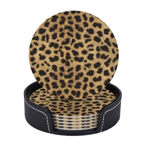 Untersetzer mit Leopardenmuster, leicht, tragbar, für Couchtisch, Esszimmer, Büro, Restaurant, 6 Stück Untersetzer mit Leopardenmuster, leicht, tragbar, für Couchtisch, Esszimmer, Büro, Restaurant, 6 Stück von PPHGUT