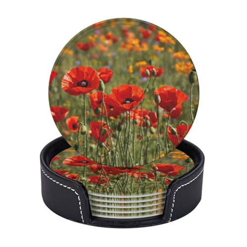 Untersetzer mit Mohnblumen-Druck, leicht, tragbar, für Couchtisch, Esszimmer, Büro, Restaurant, Dekoration, 6 Stück Untersetzer mit Mohnblumen-Druck, leicht, tragbar, für Couchtisch, Esszimmer, Büro, Restaurant, Dekoration, 6 Stück von PPHGUT