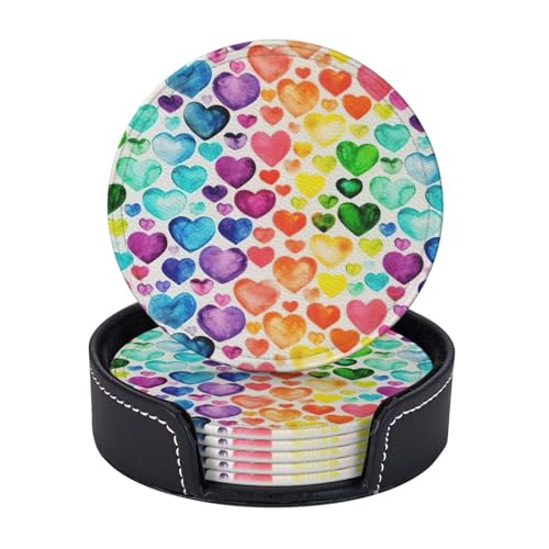 Untersetzer mit Regenbogen-Herzen, leicht, tragbar, für Couchtisch, Esszimmer, Büro, Restaurant, 6 Stück Untersetzer mit Regenbogen-Herzen, leicht, tragbar, für Couchtisch, Esszimmer, Büro, Restaurant, 6 Stück von PPHGUT