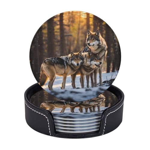 Untersetzer mit Wolfsaufdruck, leicht, tragbar, für Couchtisch, Esszimmer, Büro, Restaurant, Dekoration, 6 Stück Untersetzer mit Wolfsaufdruck, leicht, tragbar, für Couchtisch, Esszimmer, Büro, Restaurant, Dekoration, 6 Stück von PPHGUT