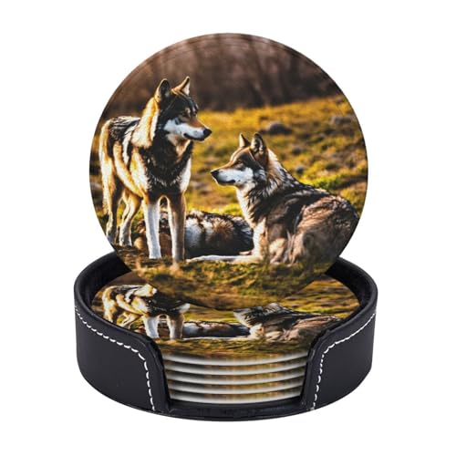 Untersetzer mit Wolfsaufdruck, leicht, tragbar, für Couchtisch, Esszimmer, Büro, Restaurant, Dekoration, 6 Stück Untersetzer mit Wolfsaufdruck, leicht, tragbar, für Couchtisch, Esszimmer, Büro, Restaurant, Dekoration, 6 Stück von PPHGUT