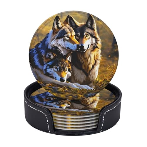 Untersetzer mit Wolfsaufdruck, leicht, tragbar, für Couchtisch, Esszimmer, Büro, Restaurant, Dekoration, 6 Stück Untersetzer mit Wolfsaufdruck, leicht, tragbar, für Couchtisch, Esszimmer, Büro, Restaurant, Dekoration, 6 Stück von PPHGUT