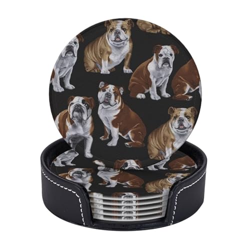 Untersetzer mit englischer Bulldogge, leicht, tragbar, für Couchtisch, Esszimmer, Büro, Restaurant, 6 Stück Untersetzer mit englischer Bulldogge, leicht, tragbar, für Couchtisch, Esszimmer, Büro, Restaurant, 6 Stück von PPHGUT
