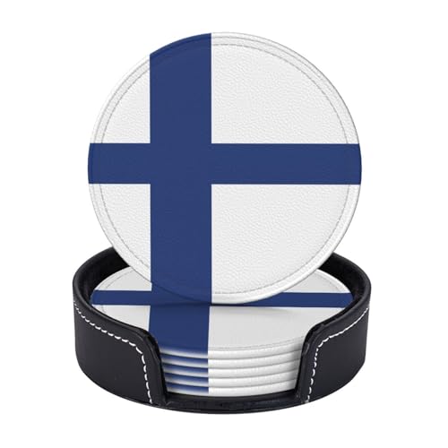 Untersetzer mit finnischer Flagge, leicht, tragbar, für Couchtisch, Esszimmer, Büro, Restaurant, Dekoration, 6 Stück Untersetzer mit finnischer Flagge, leicht, tragbar, für Couchtisch, Esszimmer, Büro, Restaurant, Dekoration, 6 Stück von PPHGUT