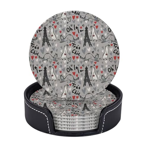 Untersetzer mit französischem Frettchen-Druck, leicht, tragbar, für Couchtisch, Esszimmer, Büro, Restaurant, Dekoration, 6 Stück Untersetzer mit französischem Frettchen-Druck, leicht, tragbar, für Couchtisch, Esszimmer, Büro, Restaurant, Dekoration, 6 Stück von PPHGUT