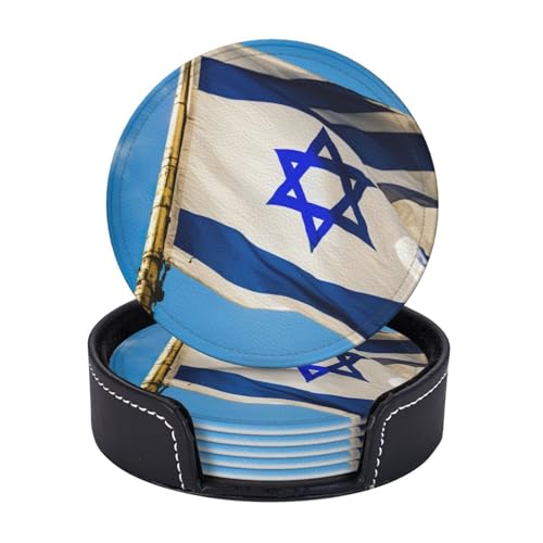 Untersetzer mit israelischer Flagge, leicht, tragbar, für Couchtisch, Esszimmer, Büro, Restaurant, Dekoration, 6 Stück von PPHGUT