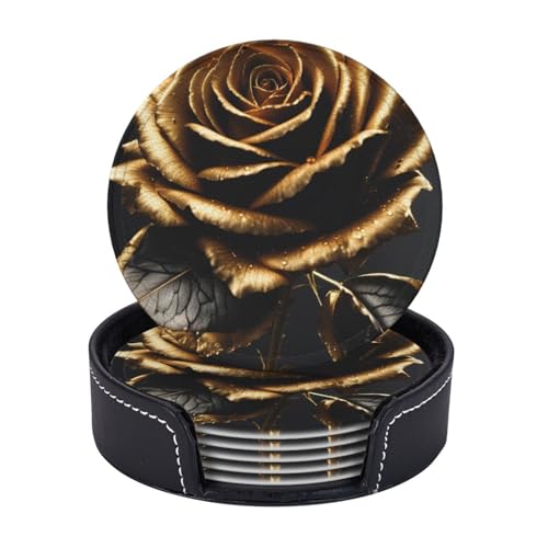 Untersetzer mit schwarzem und goldfarbenem Blumendruck, leicht, tragbar, für Couchtisch, Esszimmer, Büro, Restaurant, 6 Stück Untersetzer mit schwarzem und goldfarbenem Blumendruck, leicht, tragbar, für Couchtisch, Esszimmer, Büro, Restaurant, 6 Stück von PPHGUT