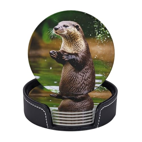 Untersetzer mit süßem braunem Otter-Druck, leicht, tragbar, für Couchtisch, Esszimmer, Büro, Restaurant, Dekoration, 6 Stück von PPHGUT