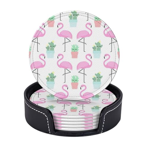 Untersetzer mit tropischem Flamingo, niedlicher Kaktus-Druck, leicht, tragbar, für Couchtisch, Esszimmer, Büro, Restaurant, Dekoration, 6 Stück Untersetzer mit tropischem Flamingo, niedlicher Kaktus-Druck, leicht, tragbar, für Couchtisch, Esszimmer, Büro, Restaurant, Dekoration, 6 Stück von PPHGUT