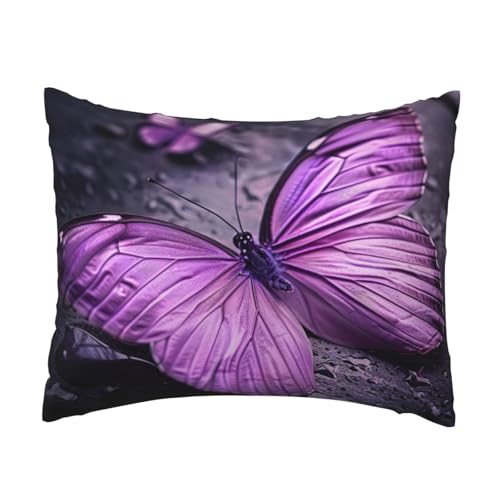 Violetter Schmetterlings-Druck, bequemer Kissenbezug, Schlafzimmer, Couch, Auto, Heimdekoration, vielseitig einsetzbar, einfacher Reißverschluss Violetter Schmetterlings-Druck, bequemer Kissenbezug, Schlafzimmer, Couch, Auto, Heimdekoration, vielseitig einsetzbar, einfacher Reißverschluss von PPHGUT