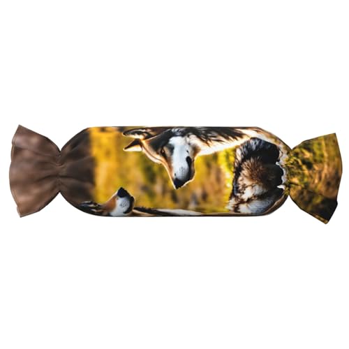 Wolfs-Druck, Süßigkeitenförmiges Kissen, vielseitig, bequem, Überwurfkissen, Zuhause, Schlafzimmer, Sofa, Yoga, Reisen Wolfs-Druck, Süßigkeitenförmiges Kissen, vielseitig, bequem, Überwurfkissen, Zuhause, Schlafzimmer, Sofa, Yoga, Reisen von PPHGUT