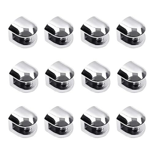 12Pcs Glass Brackets Adjustable Zinc Alloy Clip Shelf Clamp Holder Flat Back Mount for Staircase Handrail von PPQIRU